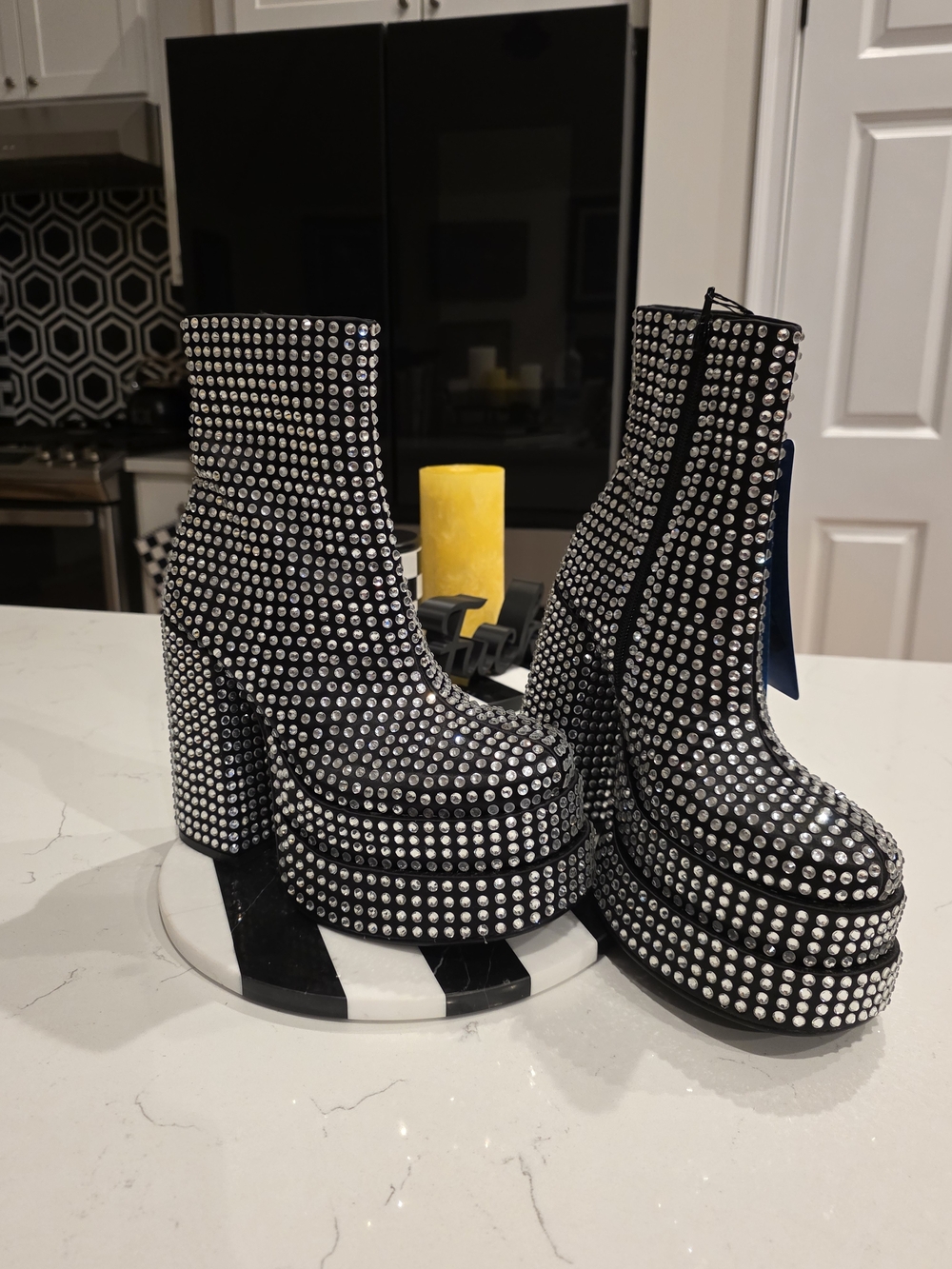 Steve Madden Black Rhinestone Platform Bootie - Picture 5 of 7